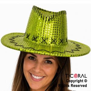 SOMBRERO COWBOY LENTEJUELA VERDE MANZANA